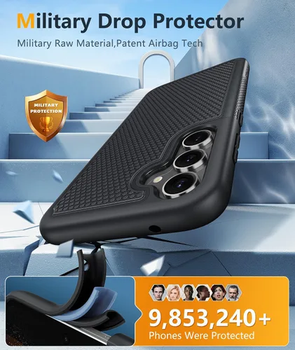 Miniatura 3 de FNTCASE Funda para Samsung Galaxy S23-FE: funda protectora de doble capa resistente para teléfono celular, protección contra caídas de cuerpo Negro