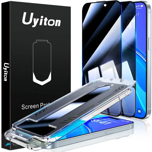 Miniatura 18 de Uyiton Protector de pantalla compatible con iPhone 17 Pro (antiluz azul), fácil de instalar, cobertura completa inastillable, compatible con fundas