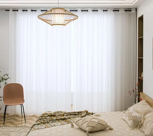 Miniatura 79 de PI - Cortinas traslúcidas con paneles pequeños, cortina transparente para ventana de cocina, mirador, 2 paneles