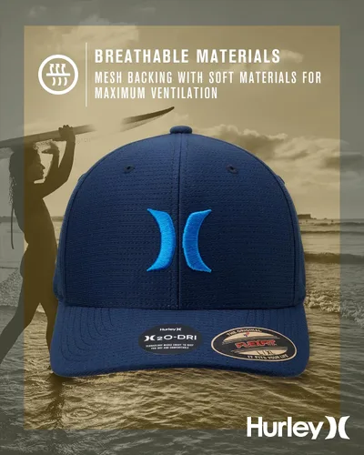 Miniatura 4 de Hurley Gorra de béisbol para hombre Gorra ligera de visera curvada H2O Dri ajustada para hombre