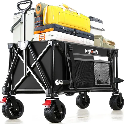 Miniatura 10 de Overmont Carro plegable con ruedas – Carro plegable resistente de 180 litros con grandes ruedas todo terreno – Capacidad de peso de 330 libras