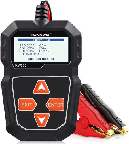 KONNWEI KW208 12V Probador de Batería de Coche, Probador de Carga de Batería Automotriz 12V Probador de Arranque de Alternador Digital Analizador de