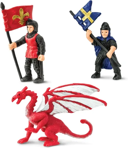 Miniatura 5 de Safari Ltd Knights & Dragons TOOB - 9 mini figuras con caballeros, Drake, Tiamat, Wyvern y Peluda Dragon, figuras de juguete para niños, niñas