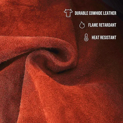 Miniatura 4 de Funda de piel resistente al calor, puños ajustables, cuello ajustable para hombres y mujeres (marrón, mediana)