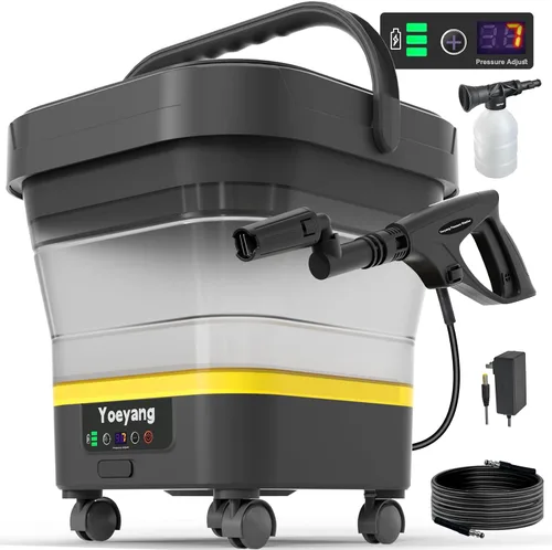 Limpiador inalámbrico portátil con tanque: herramienta de limpieza eléctrica plegable, tanque de 3.4 galones, rociador ajustable de varios niveles,