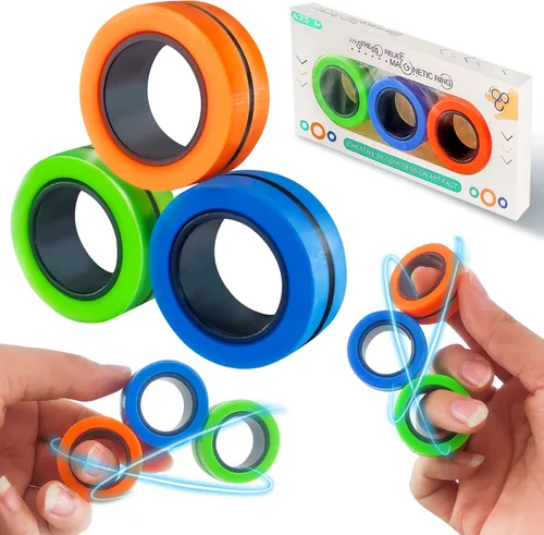 Dermasy Juego de 3 piezas de anillos magnéticos para aliviar el estrés y la ansiedad, gran regalo para adolescentes, niños y adultos con TOC, TDAH y