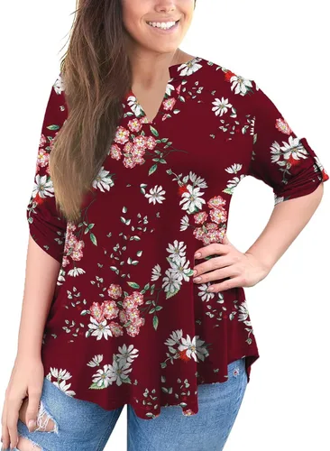 Miniatura 7 de a.Jesdani - Blusas de manga 34 que se enrollan, con cuello en V, diseño tipo túnica, talla extragrande para mujer