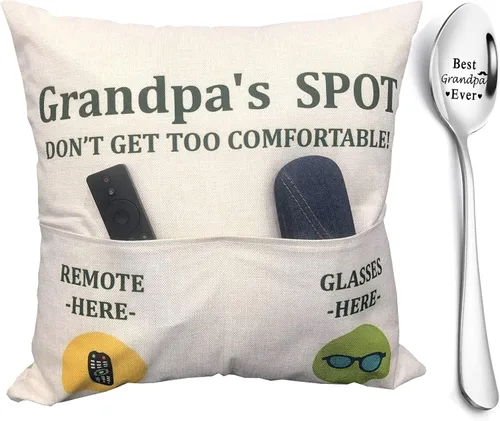 Miniatura 7 de ZUYUROU Regalos para Tía, Fundas de Cojín Decorativo de 2 Bolsillos "Auntie's Spot" de 18x18 Pulgadas + Cuchara Grabada, Regalos para el Día