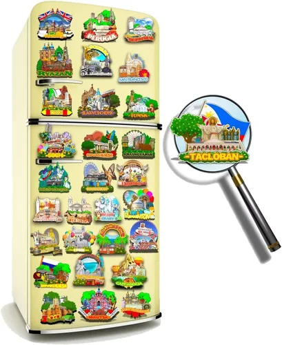 Miniatura 4 de Imán de Filipinas Tacloban para nevera de madera 3D, monumentos de viaje, coleccionables, recuerdos, decoración hecha a mano -593