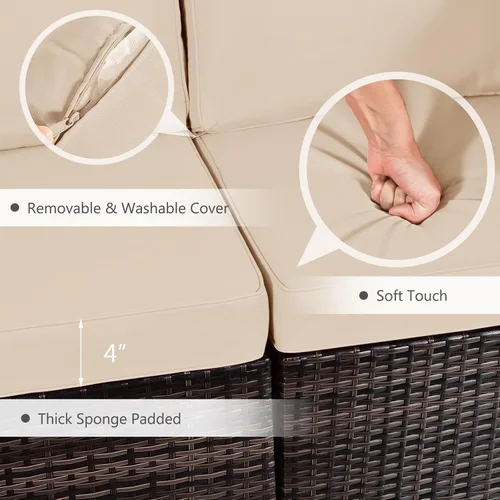 Miniatura 3 de Tangkula Juego de muebles de patio de 7 piezas con mesa para fogata, incluye mesa rectangular de propano de 42 pulgadas y 60,000 BTU y funda