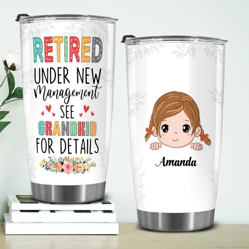 Miniatura 5 de WHIDOBE Vaso de jubilado personalizado (1 niño) personalizado jubilado bajo nueva administración, mira a los nietos para obtener detalles, vaso