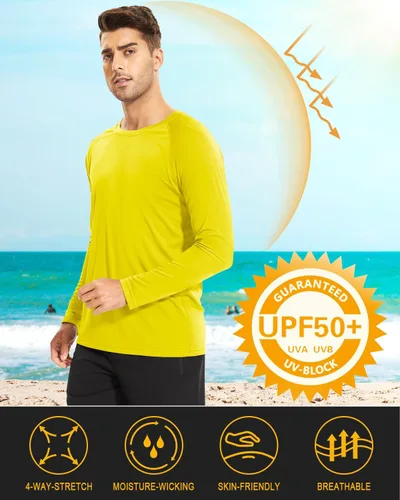 Miniatura 2 de MAGCOMSEN Camisas de manga larga para hombre, protección solar UPF 50+, camisetas atléticas para senderismo, correr, entrenamiento, protección