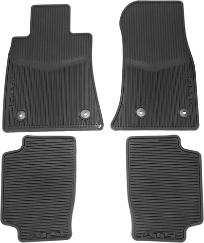 GM Accessories 22759927 - Alfombrillas prémium para todo tipo de clima, primera y segunda fila, color negro azabache con escritura ATS