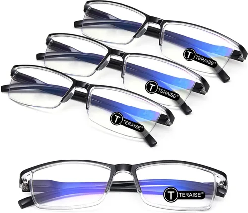 TERAISE Gafas de Lectura Anti-luz Azul de Moda para Hombres y Mujeres Lector de Computadora Negro