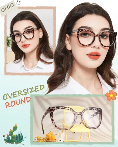 Miniatura 2 de MARE AZZURO Gafas de lectura de gran tamaño para mujer, con estilo, grandes lectores 1.0 1.25 1.5 1.75 2.0 2.25 2.5 2.75 3.0 3.5 4.0 5.0 6.0 Leopardo
