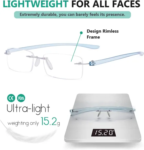 Miniatura 5 de Eyekepper - Gafas de lectura con lentes pequeños sin marco para hombres y mujeres