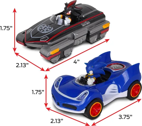 Miniatura 3 de NKOK Sonic Transformed All-Stars Racing Pull Back Action: Shadow y Sonic Hedgehog, dos vehículos, leyendas de videojuegos, no requiere