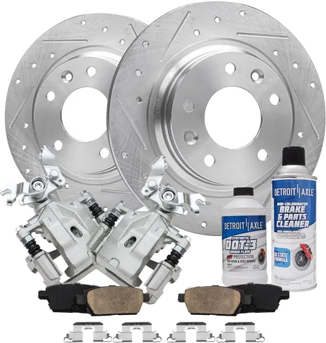 Miniatura 81 de Detroit Axle - Kit de freno delantero para Ford Explorer Mercury Mountaineer 2002-2005 Bujes de rodamiento de rueda perforados y ranurados rotores