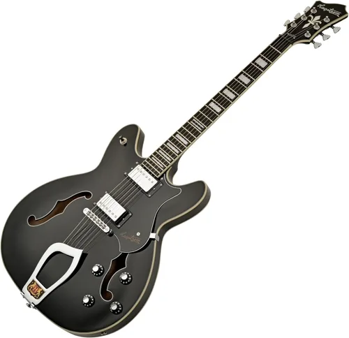 Miniatura 3 de Hagstrom Guitarra eléctrica semihueca Viking - Negro brillante