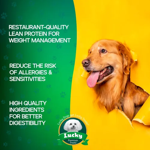 Miniatura 4 de Lucky Premium Treats Golosinas para perros envueltas en pollo, palitos de piel crudos hechos en Estados Unidos para perros de tamaño extra grande