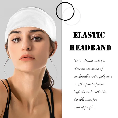 Miniatura 6 de Paquete de 4 diademas anchas para mujer, color negro, elegante, elástica, anudada, turbante de humedad, para entrenamiento, bandas para el sudor