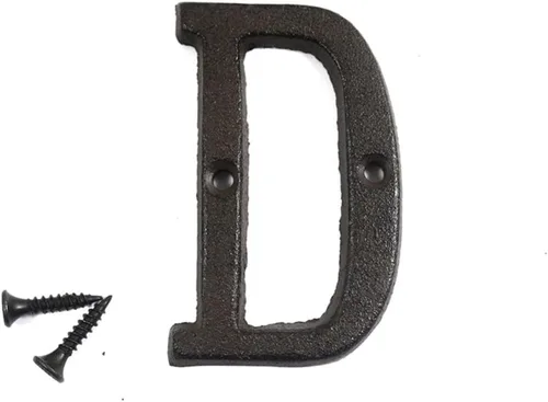 Miniatura 6 de Letras del abecedario de 3" en metal de hierro fundido decorativas, estilo clásico, para colgar letreros de pared, dirección, nombre, letrero