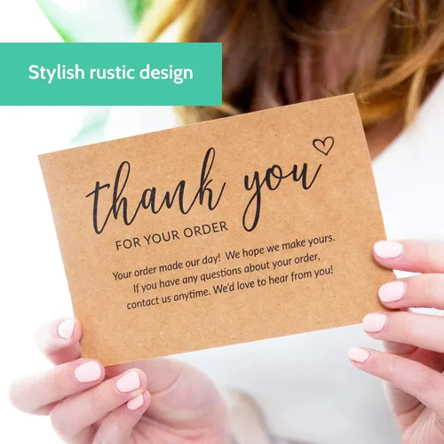 Miniatura 5 de 50 tarjetas de agradecimiento grandes de 4 x 6 in – Tarjetas postales Kraft a granel de compra para apoyar las compras de clientes de pequeñas