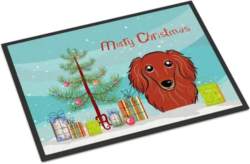 Miniatura 127 de Caroline's Treasures BB1616MAT - Tapete para puerta delantera de árbol de Navidad y sabueso afgano de 18 x 27 pulgadas, para interiores