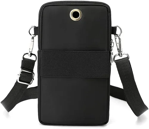 Miniatura 5 de Bolso bandolera espacioso para teléfono celular para iPhone 17 16 Pro Max Samsung Galaxy S25 S24 Ultra A15 A16 A17 (negro)