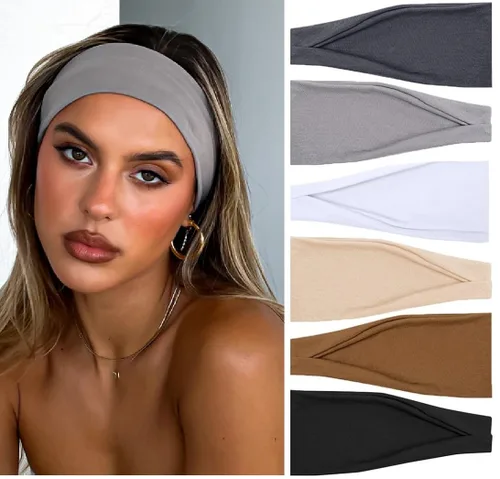 Miniatura 14 de TERSE Diademas para mujer, bandas de pelo de lunares de moda para yoga, entrenamiento, todos los días, bandas anchas y gruesas para la cabeza