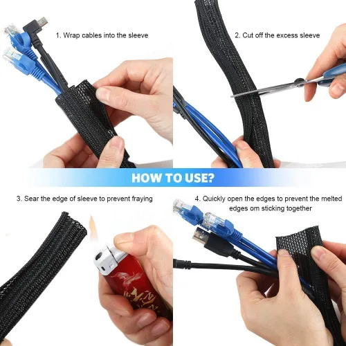 Miniatura 6 de AGPTEK Funda para Cables, 6.6 pies - 2/3 pulgadas Organizador de Cables de Escritorio Ocultador de Cables, Gestión de Alambres para Computadora y TV