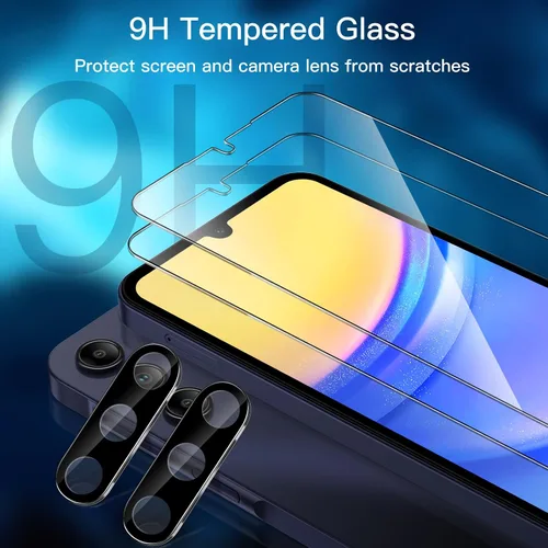Miniatura 3 de JETech Protector de pantalla para Samsung Galaxy A15 4G / 5G de 6.5 pulgadas con protector de lente de cámara, película de vidrio templado