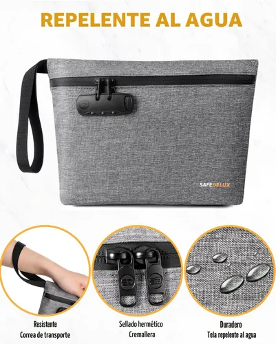 Miniatura 6 de Bolsa a prueba de olores, bolsa a prueba de olores con cerradura de combinación, contenedor duradero a prueba de olores con forro de carbono, bolsa