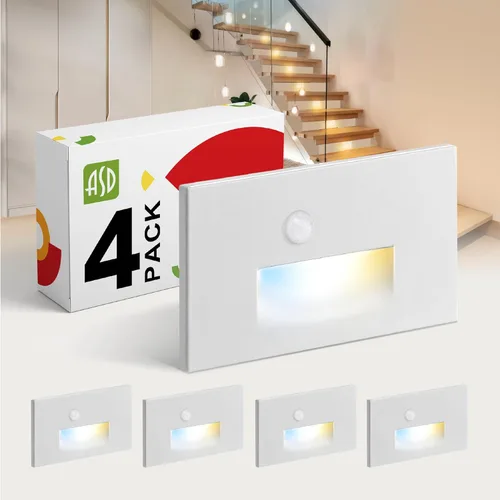 Miniatura 28 de ASD LED Luminaria de Escalera Empotrada, Iluminación de Pasada al Aire Libre del Atardecer al Amanecer 3CCT, Sensor de Movimiento, Fotocélula