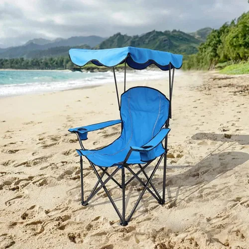 Miniatura 2 de ALPHA CAMP Silla de campamento con toldo resistente, capacidad de 350 libras, silla plegable de gran tamaño con parasol ajustable, silla portátil