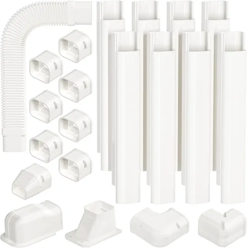 Miniatura 11 de GUEQUITLEX Kit de cubierta de línea dividida de 3 pulgadas de ancho, 7.5 pies, kit de cubierta decorativa de PVC para aire acondicionado central