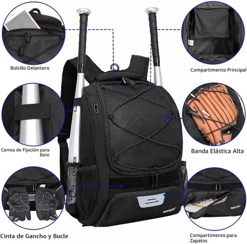 Miniatura 4 de DAFISKY, Mochila para Bolsón de Béisbol y Sóftbol - Mochila para Equipo de Bate de Béisbol, Sóftbol y Bola T para Jóvenes y Adultos con Soportes