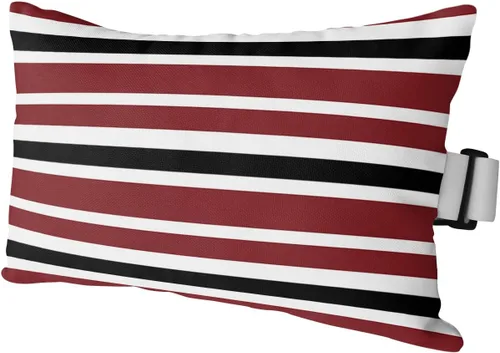 Miniatura 9 de T&H XHome Almohada de exterior para tumbona, diseño geométrico simple de rayas, impermeable, almohada lumbar con correa elástica ajustable