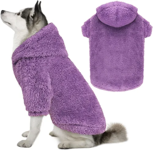 Miniatura 8 de Suéteres de vellón y sherpa para perros pequeños, mullidos, suaves, de doble cara, afelpados, con capucha, negro, XS