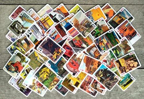 Miniatura 4 de Carteles de juego de camiones pesados (baraja de póquer 54 cartas, todas diferentes) Carteles automotrices retro vintage camiones maquinaria