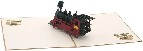 Miniatura 4 de HLXFF3 Cute Star Retro Train 3D Pop Up Tarjetas de felicitación con sobre, regalo para el Día del Padre, Día de Acción de Gracias, cumpleaños, mejor
