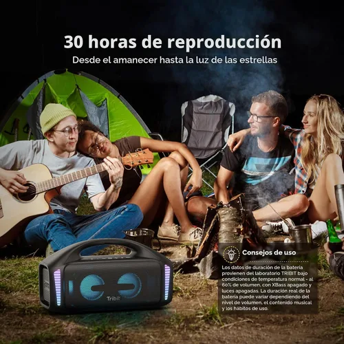 Miniatura 4 de Tribit StormBox Blast - Altavoz Bluetooth portátil, (140W pico) 90W de sonido estéreo fuerte con 30 horas de reproducción, IPX7 impermeable, luz