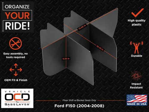 Miniatura 6 de Vehicle OCD - Organizador de consola central para Ford F150 (2004-2008) (solo cambio de piso con asiento de cubo) - Fabricado en Estados Unidos