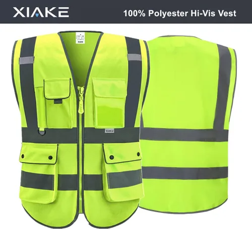 Miniatura 3 de XIAKE Chaleco de seguridad reflectante para hombres y mujeres, chaleco de alta visibilidad clase 2 con bolsillos, cumple con las normas ANSI Amarillo