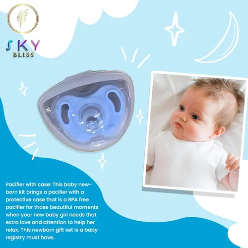 Miniatura 4 de Sky Bliss Set de regalo para bebé de 20 piezas (azul), juego de regalo para bebé recién nacido, ropa de bebé, oso de peluche, chupete, kit de aseo