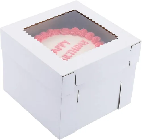 Miniatura 8 de Cajas altas para pasteles de nivel, 3 tamaños, 6 paquetes de 8 x 8 x 10, 10 x 10 x 12 y 12 x 12 x 12 pulgadas, caja de pastel alta blanca resistente