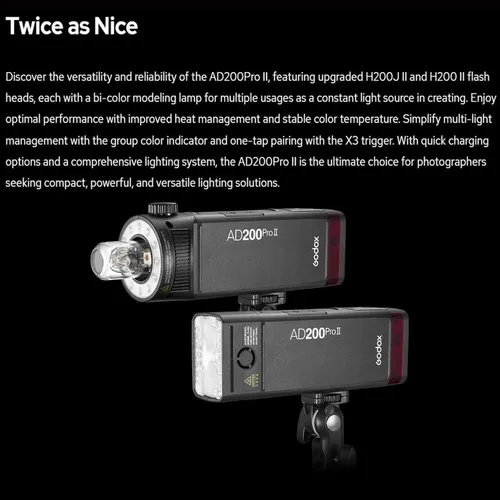 Miniatura 3 de Godox AD200 Pro II 2.4G Pocket Flash Strobe con disparador de flash X3C para cámaras Canon, 500 flashes de potencia completa, reciclaje