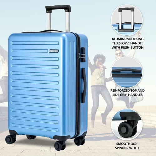 Miniatura 7 de TydeCkare 2028 pulgadas 202428 pulgadas ABS+PC conjunto de equipaje con ruedas giratorias TSA Lock, Azul (Ice Blue), Moda