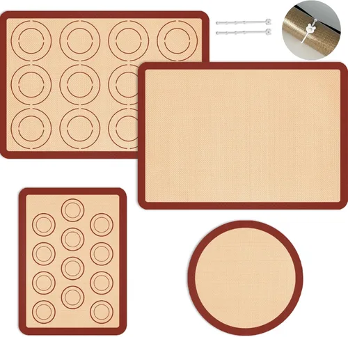 Miniatura 13 de Alfombrilla de silicona para hornear, paquete de 3 alfombrillas reutilizables para hornear, antiadherente, alfombrillas de silicona seguras