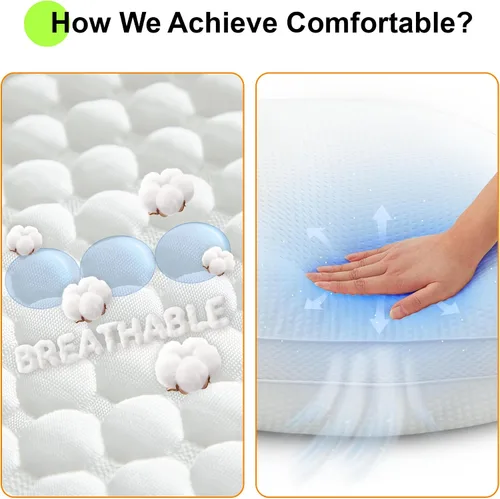 Miniatura 4 de Juego de 2 almohadas de plumón alternativo de alta calidad de 20 x 20 pulgadas, almohadas ultra afelpadas con funda de 100% algodón para sofá, sofá
